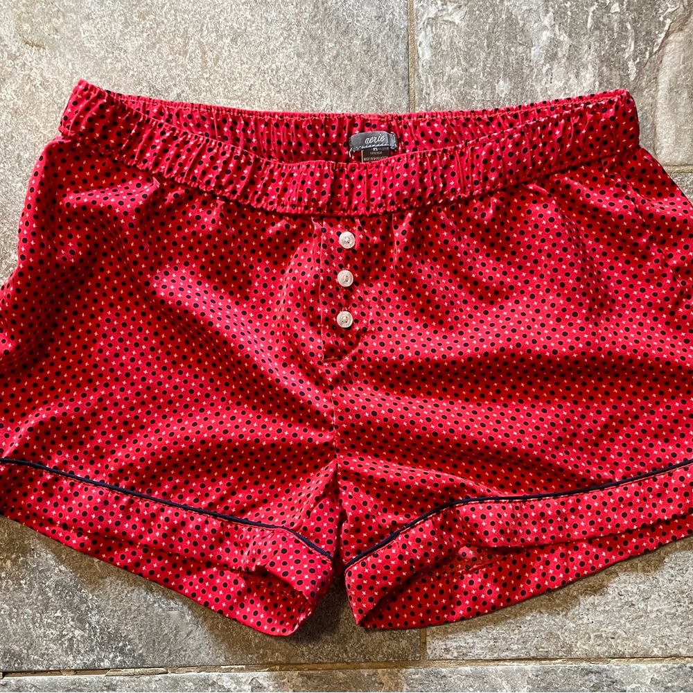 Aerie Red and Black Polka Dot Shorts